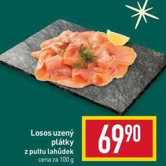 Billa Losos uzený plátky z pultu lahůdek cena za 100 g nabídka