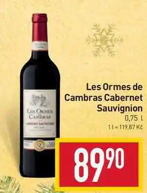 Billa Les ormes de cambras cabernet sauvignion 0,75l nabídka