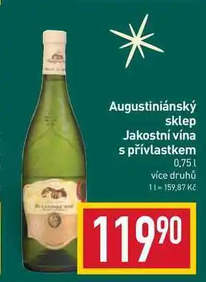 Billa Augustiniánský sklep jakostní vína s přívlastkem 0,75l nabídka