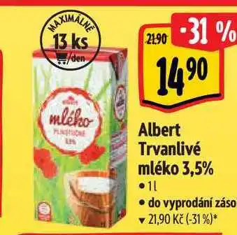 Albert Albert trvanlivé mléko 1 l nabídka