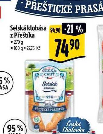 Albert Selská klobása z přeštíka • 270 g nabídka