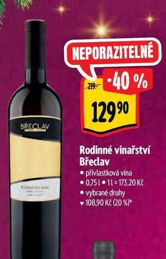 Albert Rodinné vinařství břeclav 0,75 l nabídka