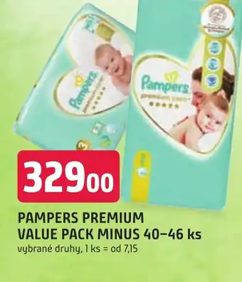 Trefa PAMPERS PREMIUM VALUE PACK MINUS 40-46 ks nabídka