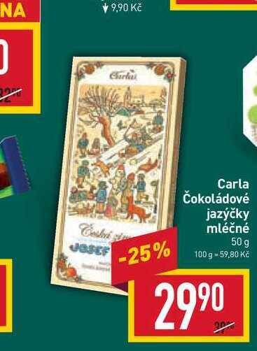 Billa Carla čokoládové jazýčky mléčné 50 g nabídka