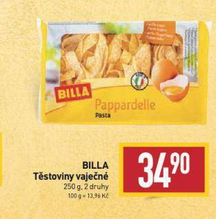 Billa Těstoviny vaječné nabídka