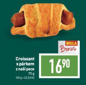 Billa Croissant s párkem nabídka