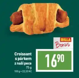 Billa Croissant s párkem nabídka