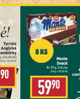 Billa Monte snack nabídka