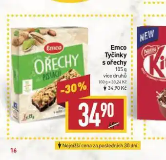 Billa Emco tyčinky s ořechy nabídka