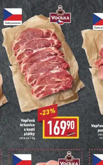 Billa Vepřová krkovice s kostí plátky nabídka