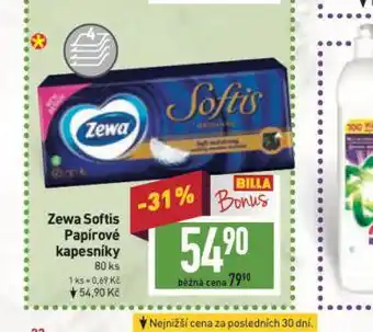 Billa Zewa softis papírové kapesníky nabídka