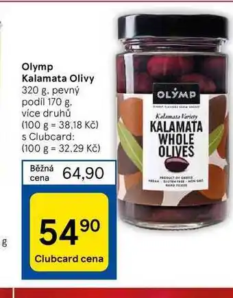Tesco Olymp kalamata olivy 320 g nabídka