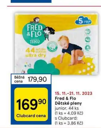 Tesco Fred & flo dětské pleny junior, 44 ks nabídka