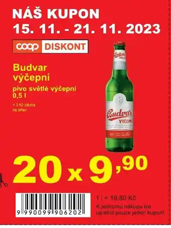 COOP DISKONT Budvar výčepní nabídka