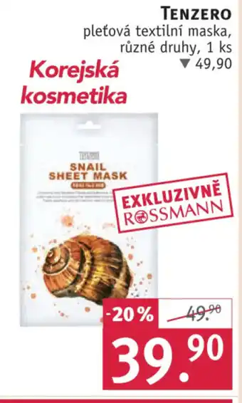 Rossmann TENZERO pleťová textilní maska nabídka