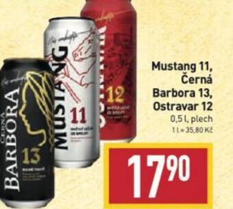 Billa Mustang 11, Černá Barbora 13, Ostravar 12 0,5 l nabídka
