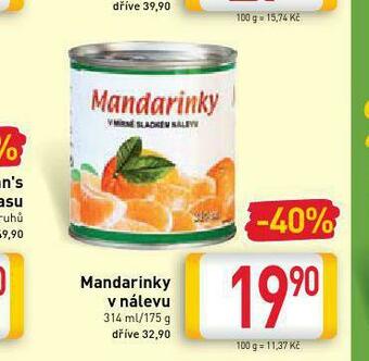 Billa Mandarinky v nálevu nabídka