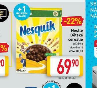 Billa Nestlé dětské cereálie nabídka
