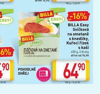 Billa Billa easy svíčková na smetaně s knedlíky nabídka