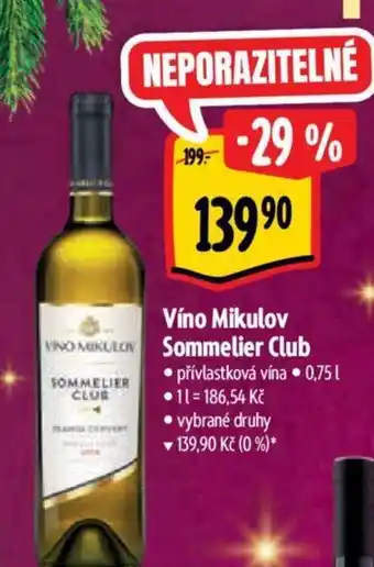 Albert Víno Mikulov Sommelier Club nabídka
