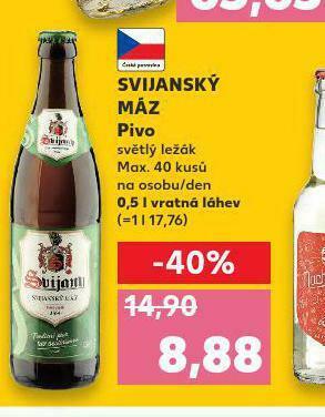 Kaufland Pivo svijanský máz nabídka