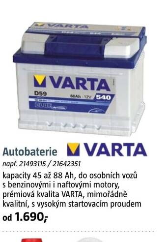 Bauhaus Autobaterie VARTA nabídka