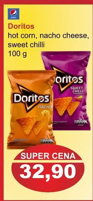 PLUS JIP Doritos hot corn, nacho cheese, sweet chilli 100 g nabídka