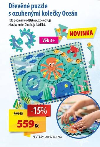SEVT Dřevěné puzzle s ozubenými kolečky Oceán nabídka