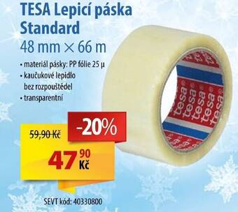 SEVT TESA Lepicí páska Standard 48 mm x 66 m nabídka