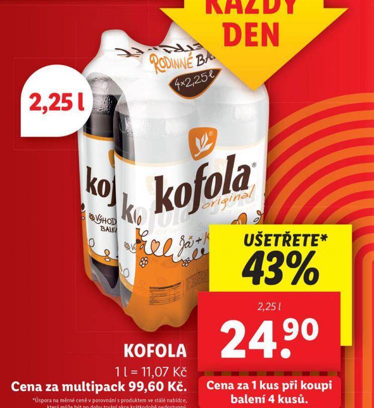 Lidl Kofola 2,25l nabídka