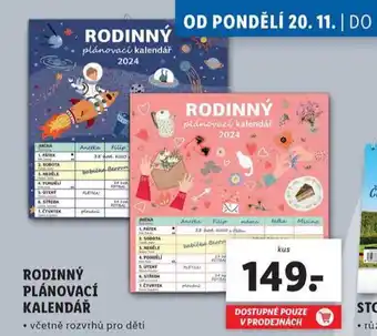 Lidl Rodinný plánovací kalendář nabídka