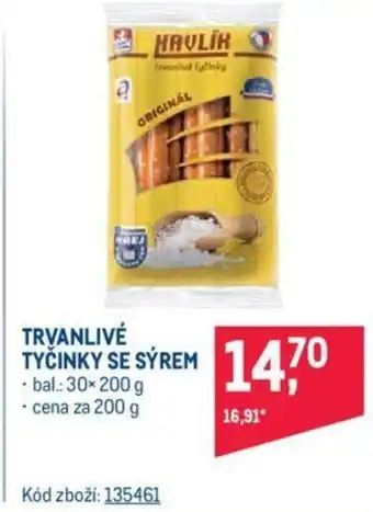 Makro TRVANLIVE TYČINKY SE SÝREM nabídka