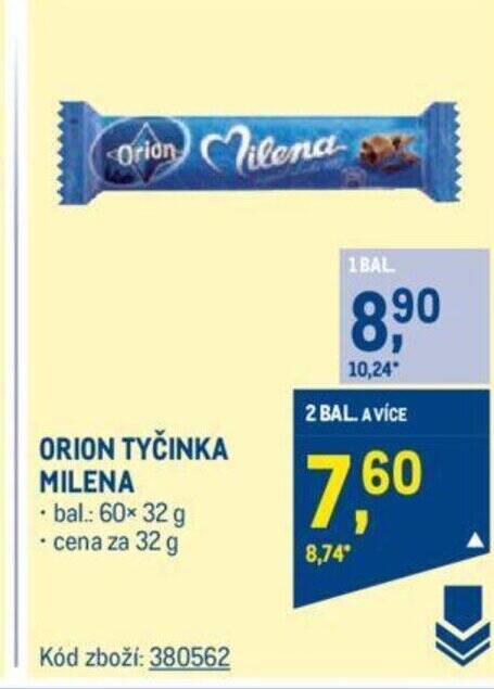 Makro ORION TYČINKA MILENA nabídka