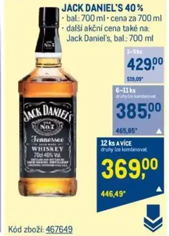 Makro JACK DANIEL'S 40% nabídka