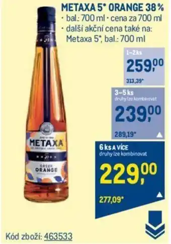 Makro METAXA 5* ORANGE 38% nabídka