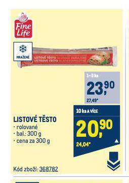 Makro Listové těsto nabídka