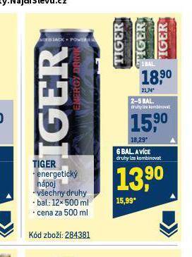 Makro Tiger energy drink nabídka