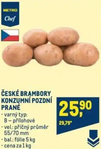 Makro ČESKÉ BRAMBORY KONZUMNÍ POZDNÍ PRANÉ nabídka