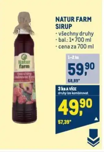 Makro NATUR FARM SIRUP nabídka