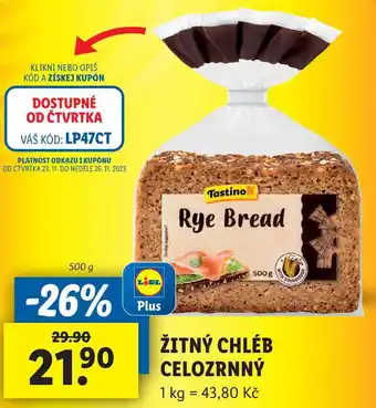Lidl Žitný chléb celozrnný, 500 g nabídka