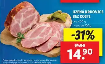 Lidl Uzená krkovice bez kosti, cena za 100 g nabídka