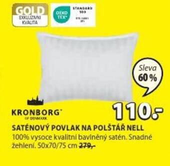 JYSK SATÉNOVÝ POVLAK NA POLŠTÁŘ NELL nabídka