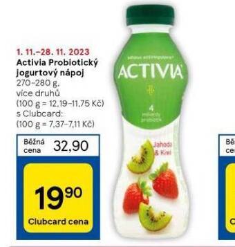 Tesco Activia probiotický jogurtový nápoj nabídka