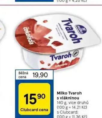 Tesco Milko tvaroh s vlákninou nabídka