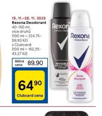 Tesco Rexona deodorant nabídka