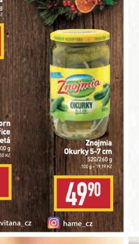 Billa Znojmia okurky nabídka