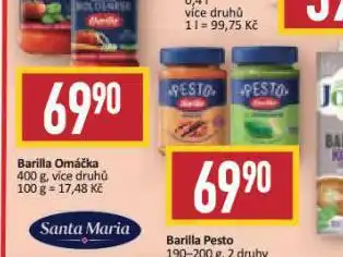 Billa Barilla pesto nabídka