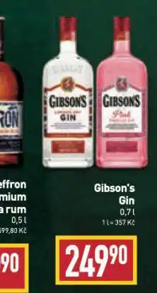 Billa Gibson's gin nabídka