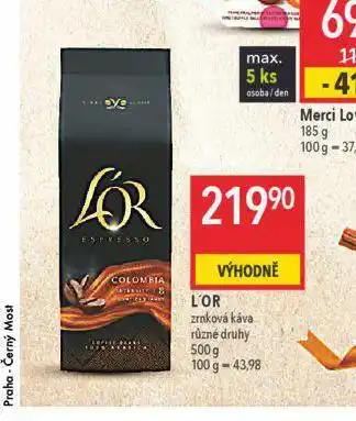 Globus L'or káva nabídka