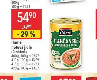 Globus Hamé hotová jídla nabídka